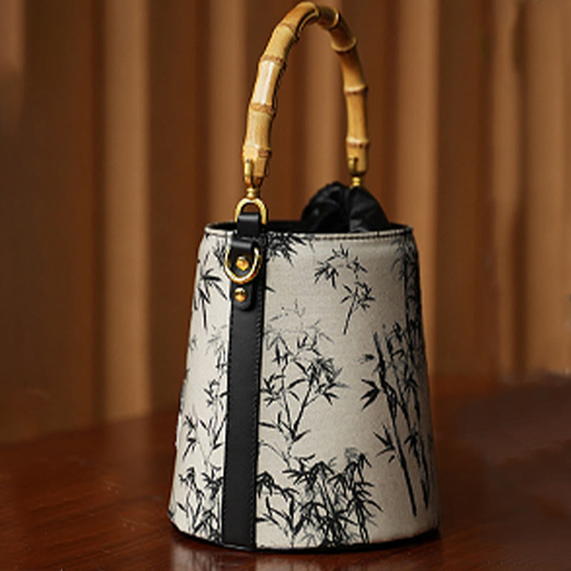 Sac bandoulière brodé Panda Bambou Pie 16x16x18cm