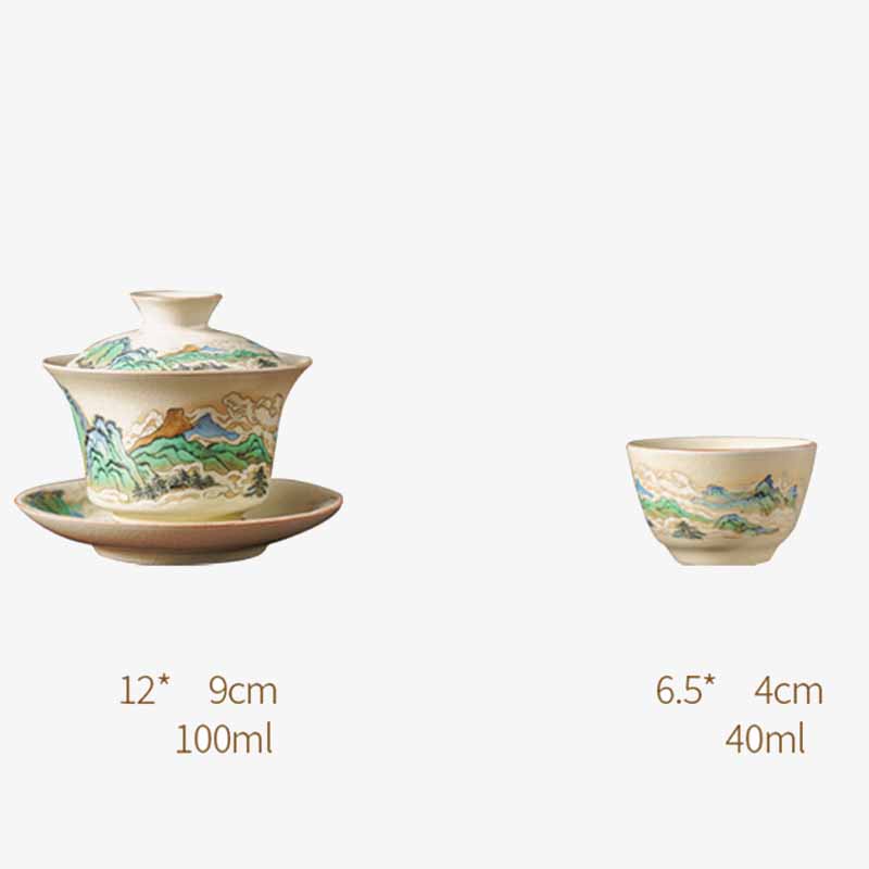 Tasse à thé zen Panorama en céramique Gaiwan 12 cm avec couvercle