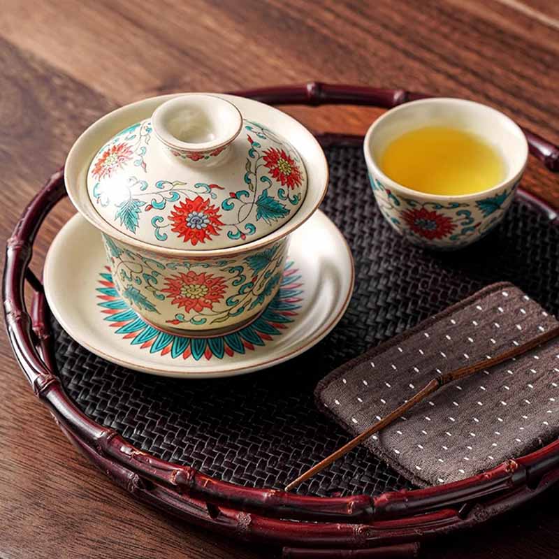 Tasse à thé zen Panorama en céramique Gaiwan 12 cm avec couvercle