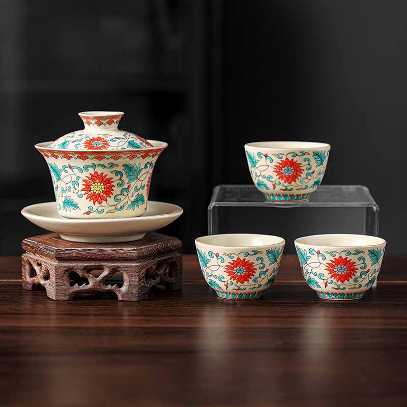 Tasse à thé zen Panorama en céramique Gaiwan 12 cm avec couvercle