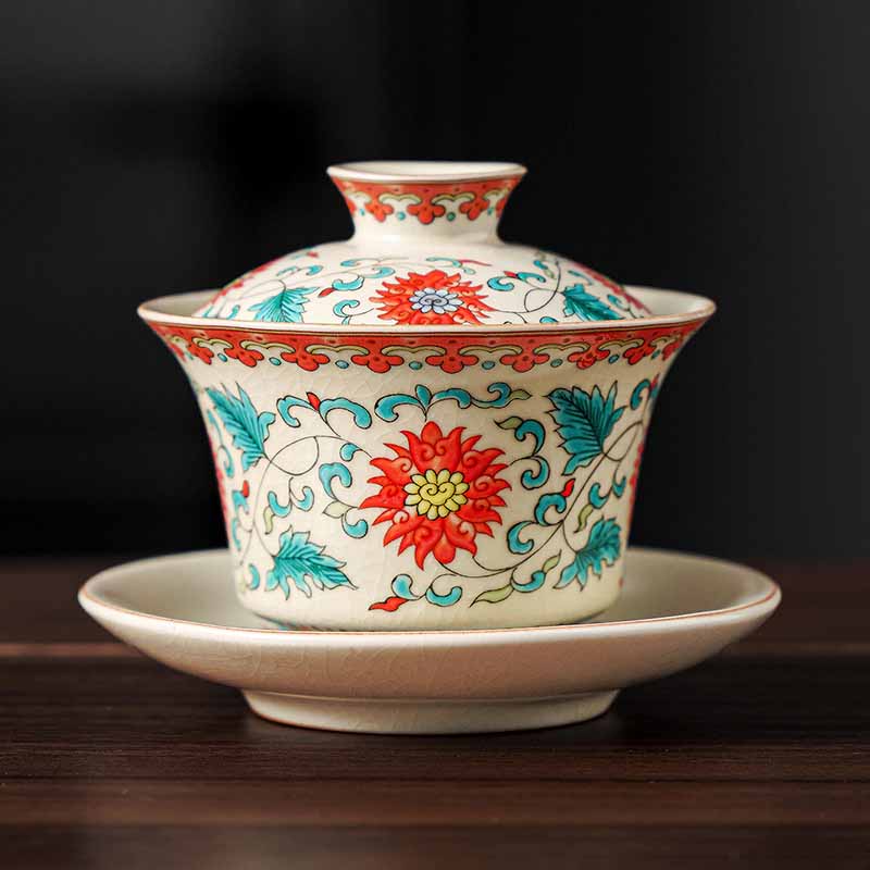 Tasse à thé zen Panorama en céramique Gaiwan 12 cm avec couvercle