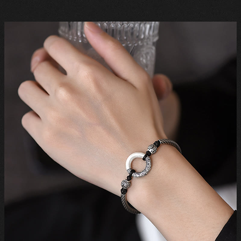Bracelet spirituel en argent sterling 999 avec boucle de paix pour la fortune