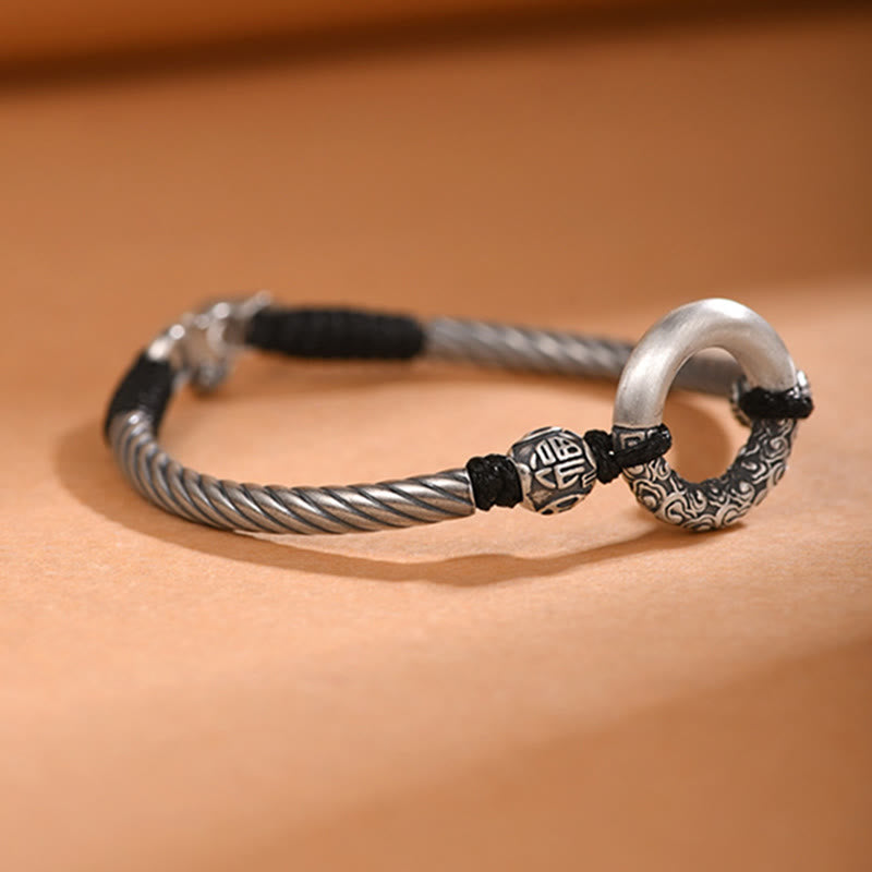 Bracelet spirituel en argent sterling 999 avec boucle de paix pour la fortune