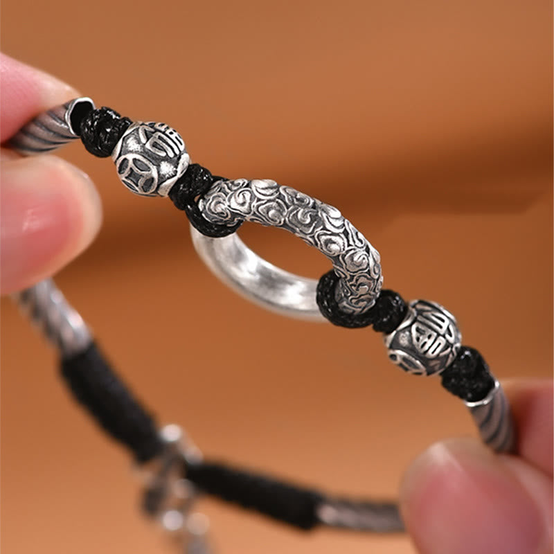 Bracelet spirituel en argent sterling 999 avec boucle de paix pour la fortune