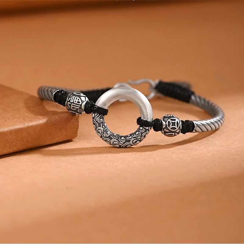 Bracelet spirituel en argent sterling 999 avec boucle de paix pour la fortune