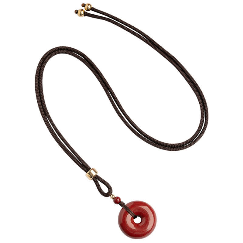 Collier en cinabre avec boucle de paix | Pendentif bénédiction apaisante