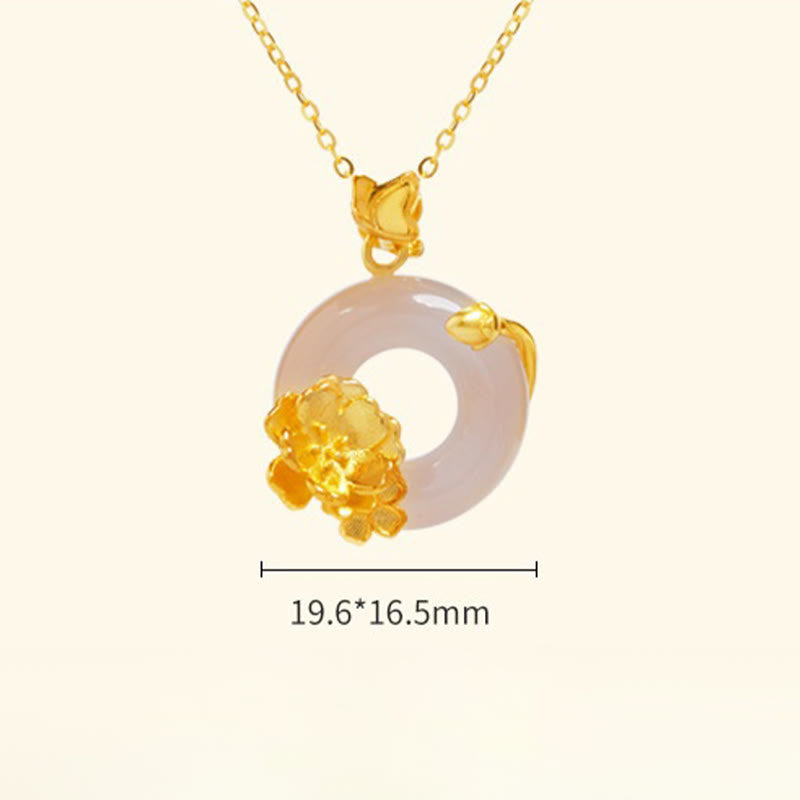 Collier spirituel Peace Buckle Peach Blossom Butterfly en argent sterling