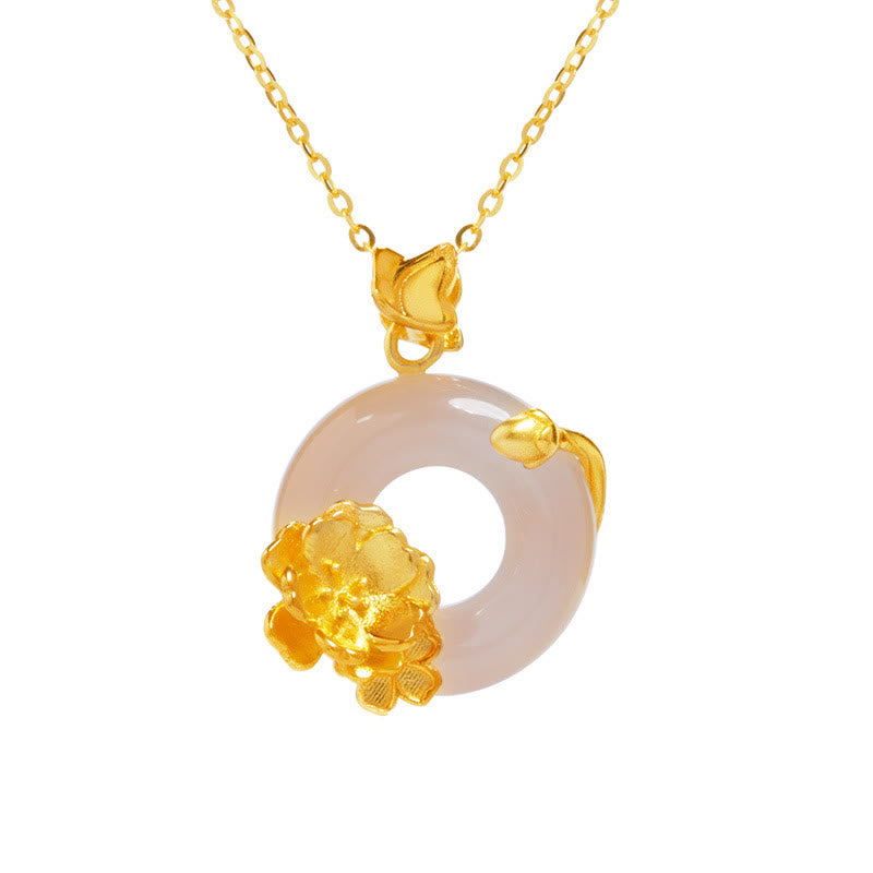 Collier spirituel Peace Buckle Peach Blossom Butterfly en argent sterling