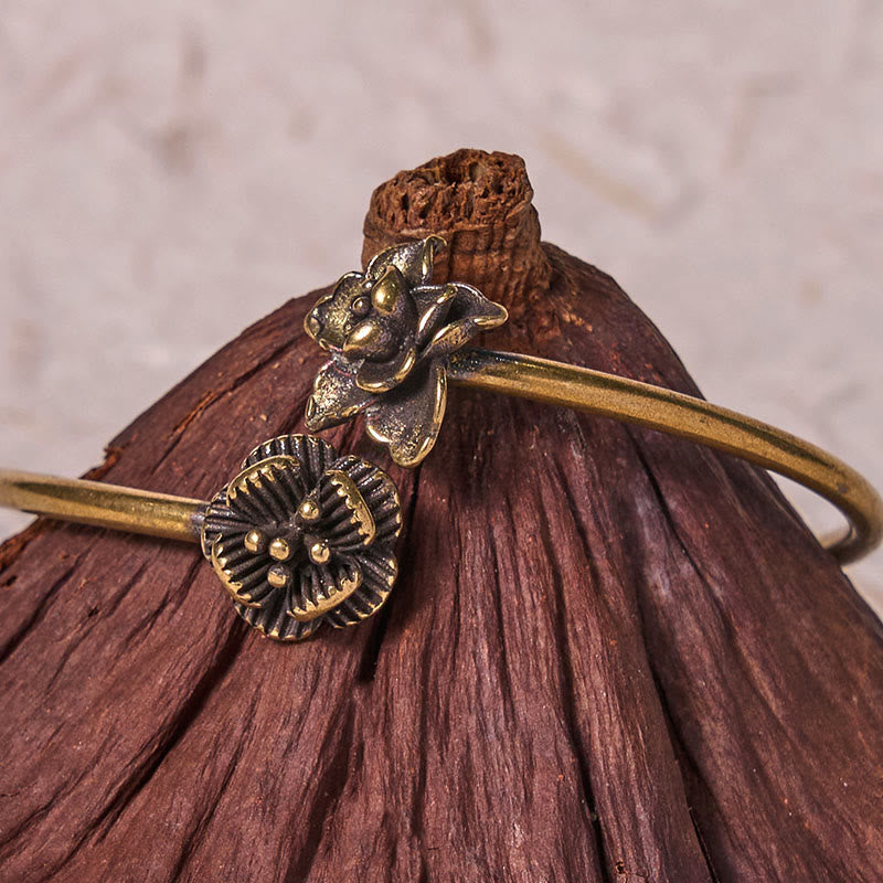 Bracelet de guérison en cuivre fleur de pêcher 14-17 cm réglable
