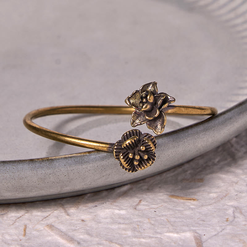 Bracelet de guérison en cuivre fleur de pêcher 14-17 cm réglable