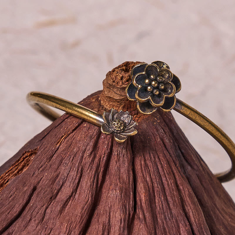 Bracelet de guérison en cuivre fleur de pêcher 14-17 cm réglable
