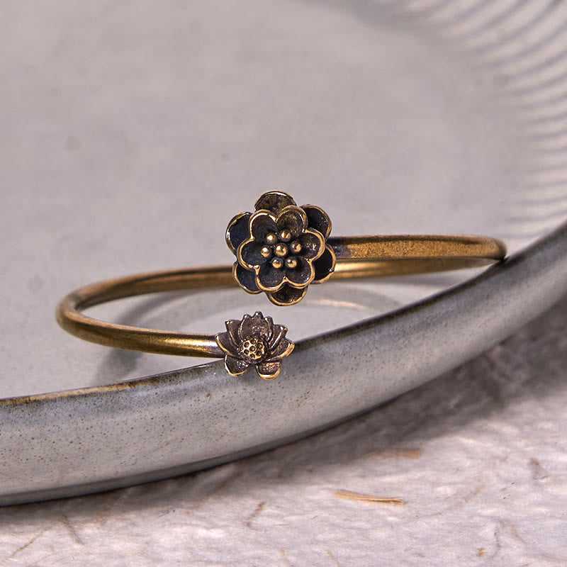 Bracelet de guérison en cuivre fleur de pêcher 14-17 cm réglable