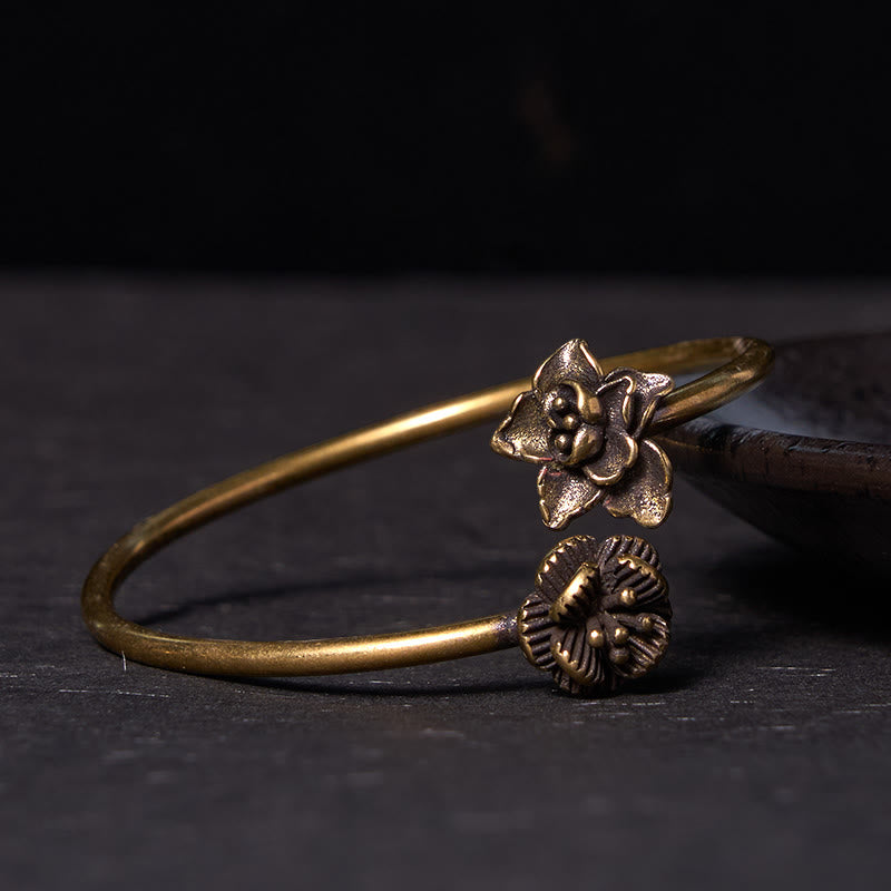 Bracelet de guérison en cuivre fleur de pêcher 14-17 cm réglable