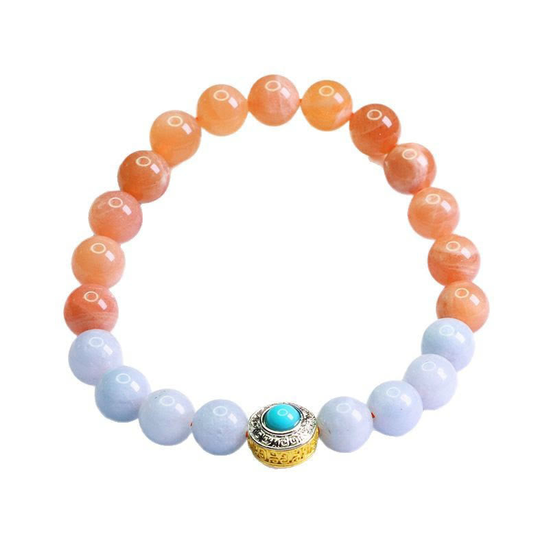 Bracelet de méditation en pierre de lune pêche 0,8 cm pour femme