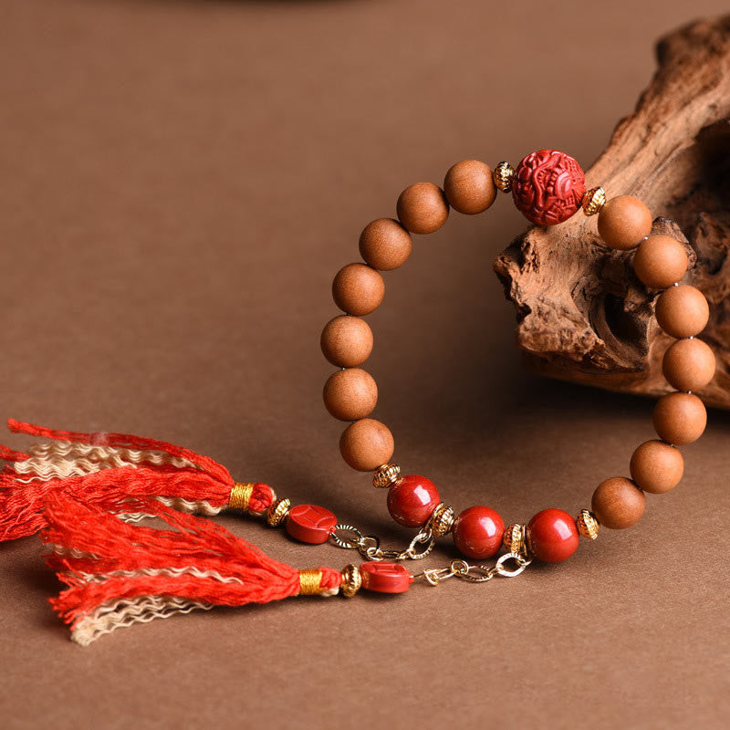 Bracelet Pixiu en bois de pêcher pour la richesse et la protection, perles de 8 mm