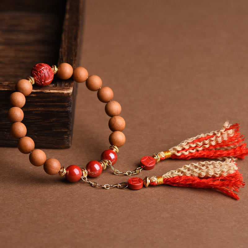 Bracelet Pixiu en bois de pêcher pour la richesse et la protection, perles de 8 mm