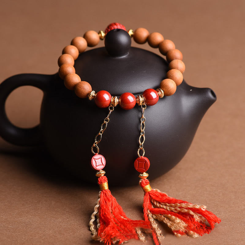 Bracelet Pixiu en bois de pêcher pour la richesse et la protection, perles de 8 mm