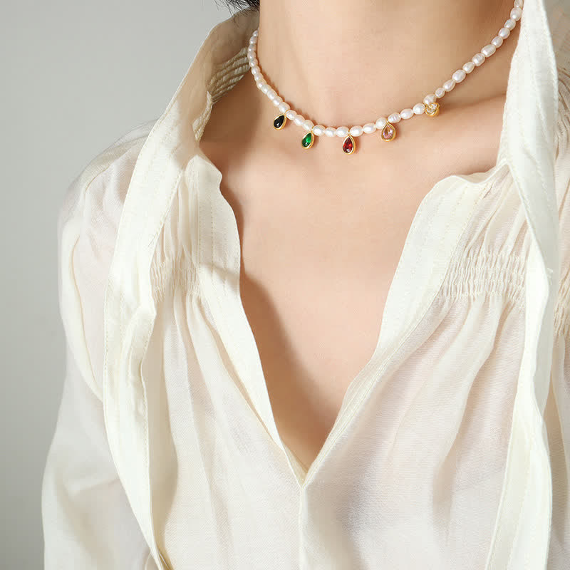 Collier pendentif Pearl Purety en or 18 carats et cristal