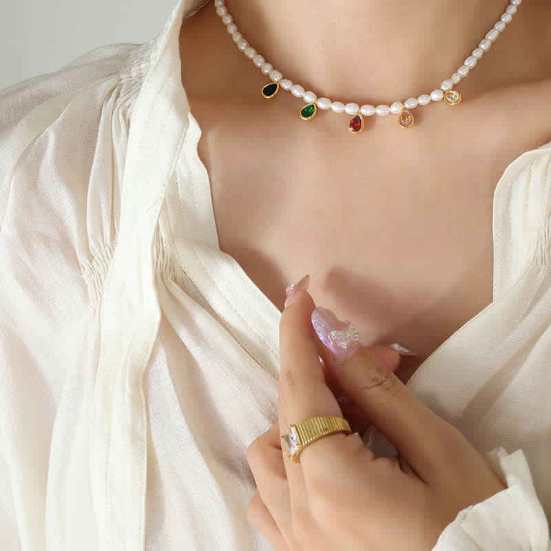 Collier pendentif Pearl Purety en or 18 carats et cristal