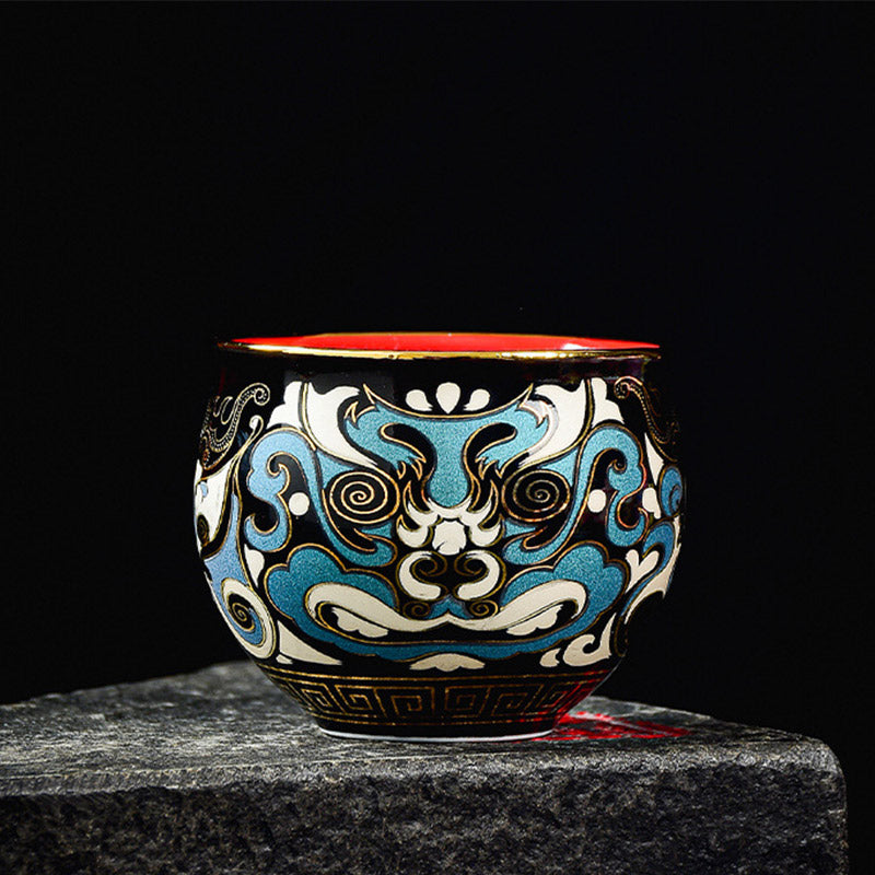 Ensemble de tasses à thé Gaiwan en céramique, motif masque d'opéra de Pékin, 125 ml