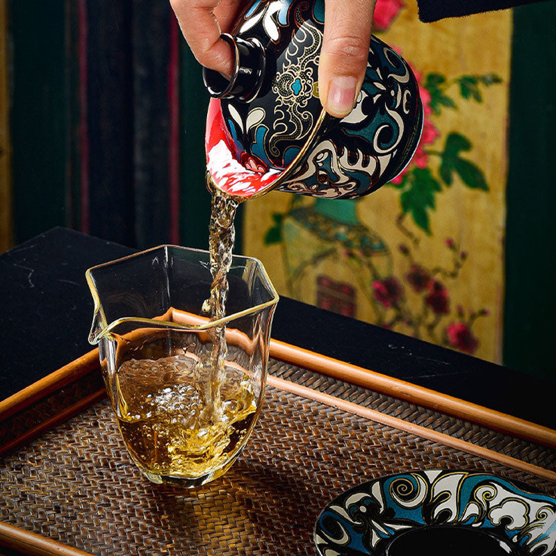 Ensemble de tasses à thé Gaiwan en céramique, motif masque d'opéra de Pékin, 125 ml