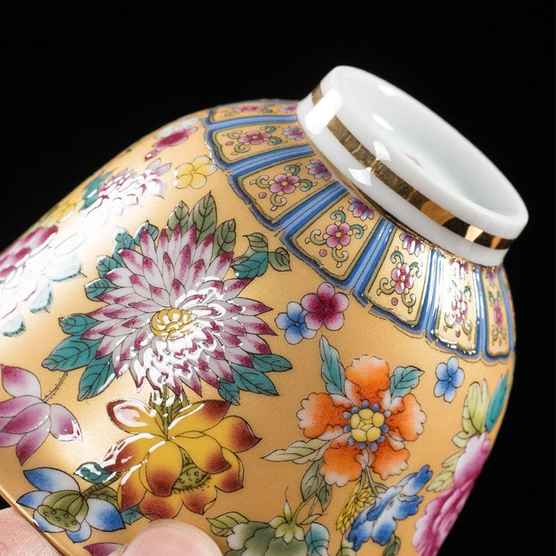 Tasse à thé Gaiwan Sancai en céramique pivoine 9,5 cm Méditation