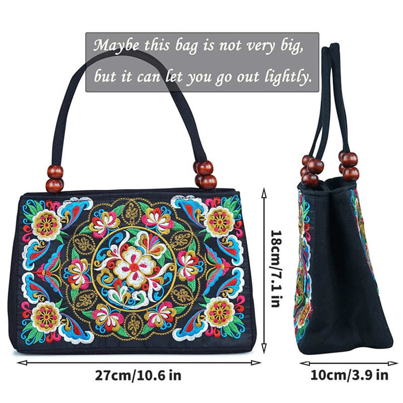 Sac de yoga en toile à motif de paon et de pivoine avec broderie recto verso