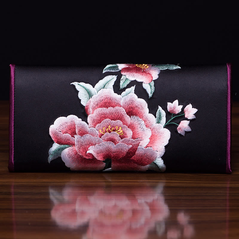 Sac à main brodé Pivoine Su 20 x 10 cm | Symbole de prospérité