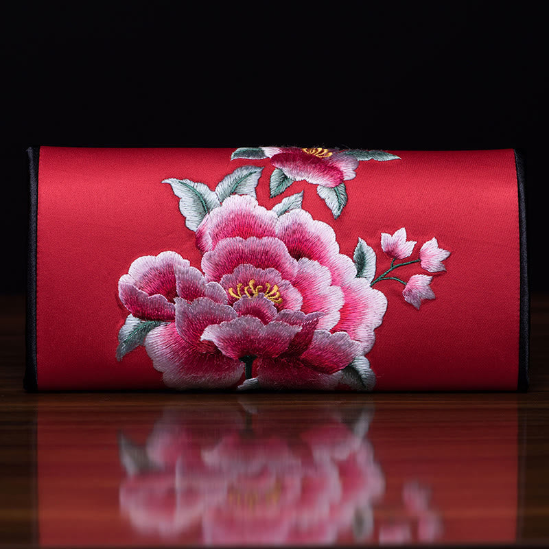 Sac à main brodé Pivoine Su 20 x 10 cm | Symbole de prospérité