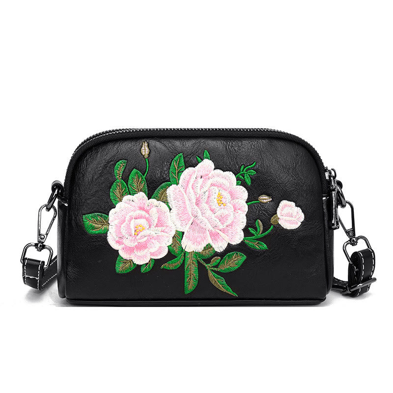 Sac bandoulière brodé Peony Su 15 cm