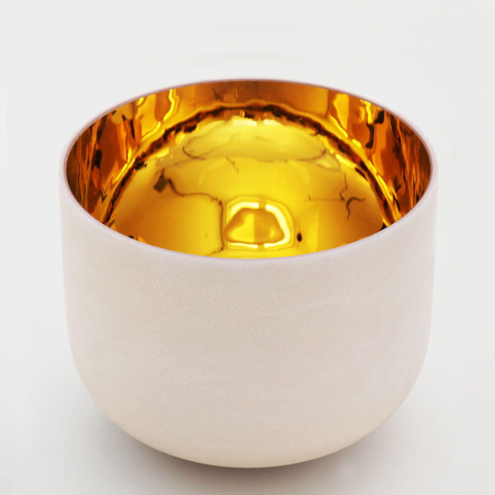 White ceramic cup with golden interior for Perfect Pitch 8’’ Alchemy Singing Bowl