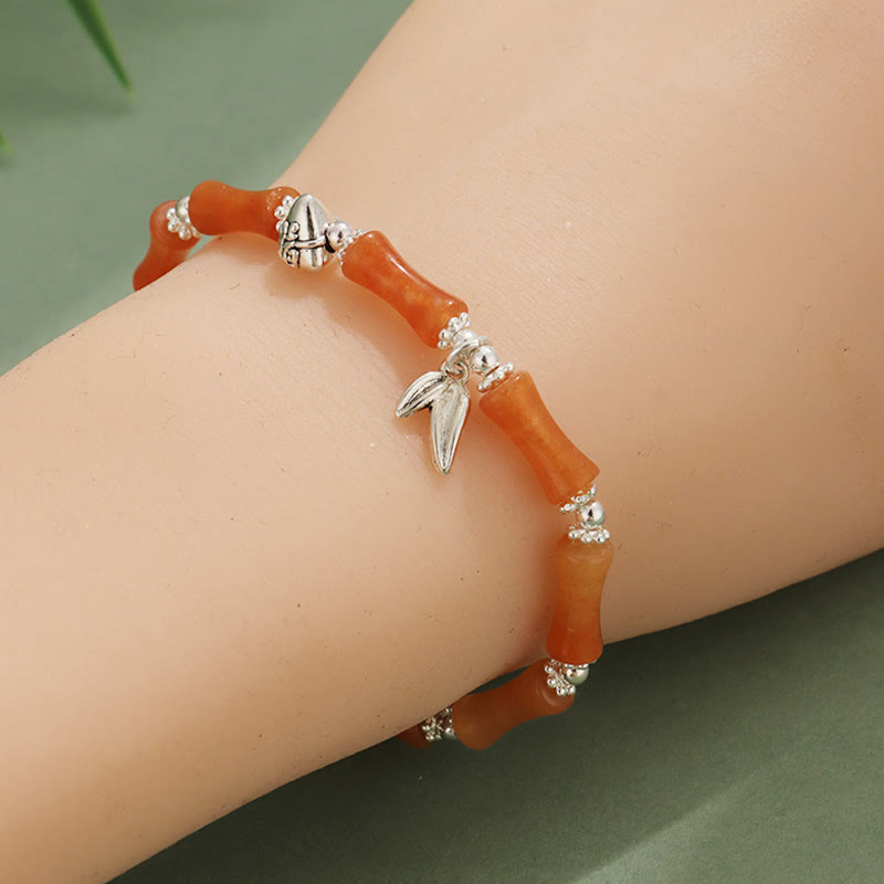 Bracelet porte-bonheur symbolique en jade blanc péridot et bambou Fu