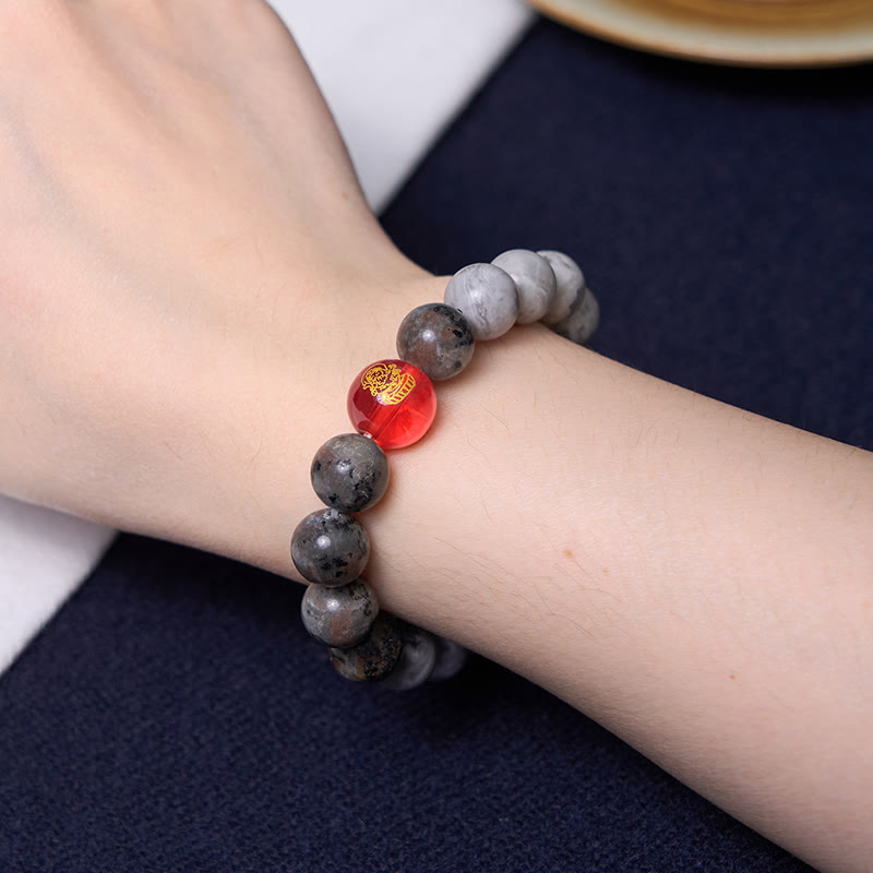 Bracelet unisexe en agate et perles dzi à neuf yeux en jaspe Picasso