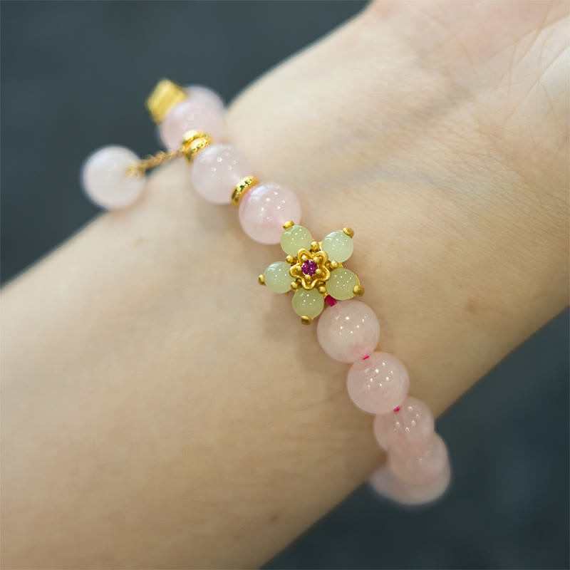 Bracelet en cristal de citrine rose pour la chaleur, l'amour et l'amour-propre