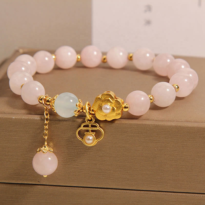 Bracelet porte-bonheur en cristal rose 14-17 cm