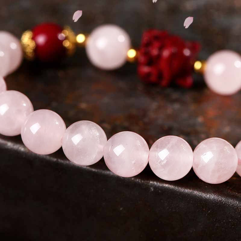 Bracelet d'amour renard à neuf queues en cristal rose 8 mm apaisant