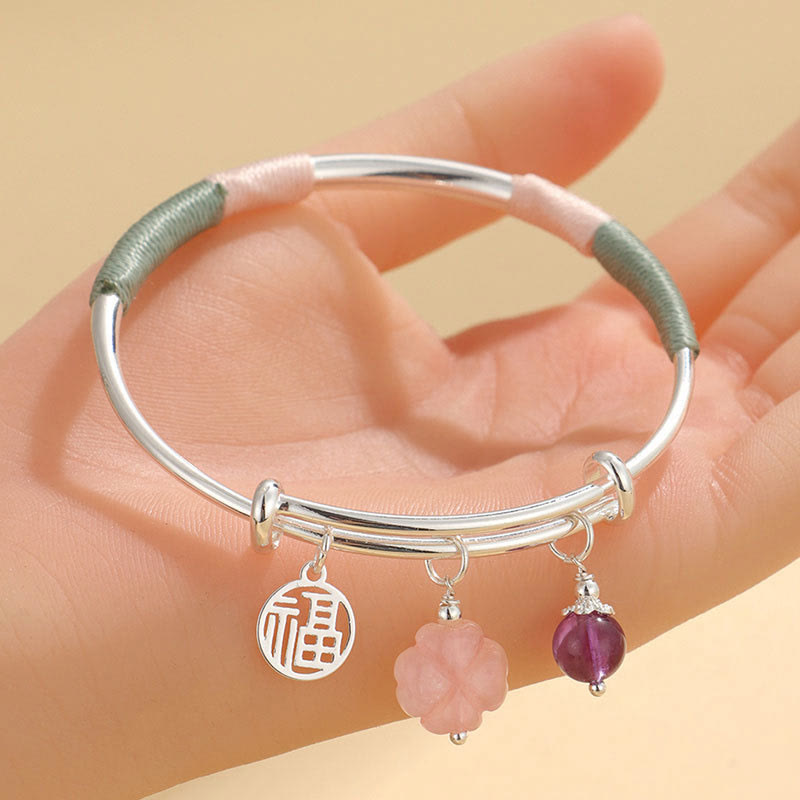 Bracelet Love avec boucle de paix en cristal rose 56-60 mm