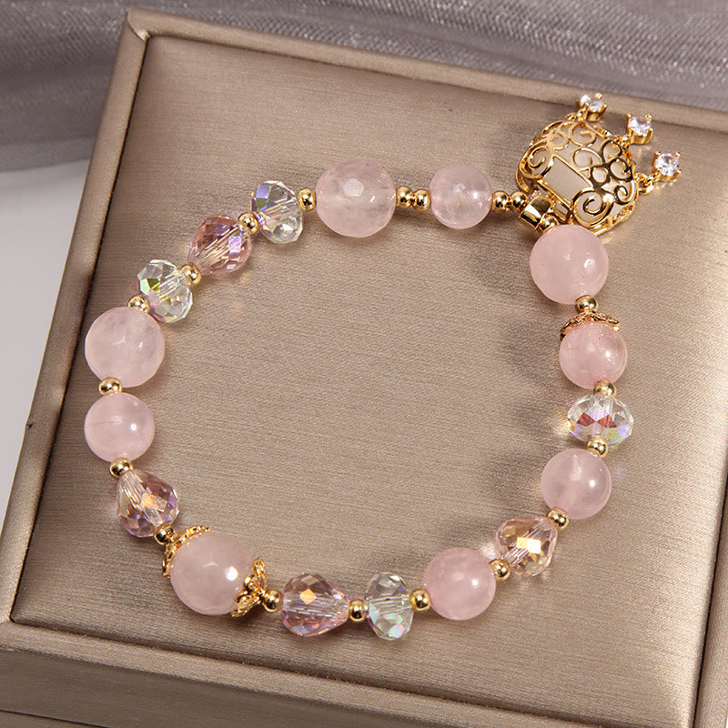 Bracelet apaisant en cristal rose 10 mm pour calme et protection