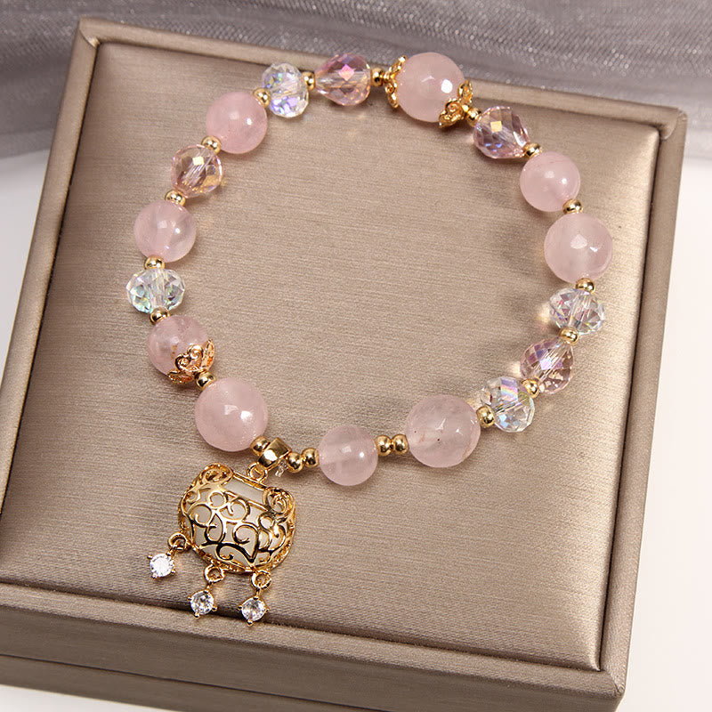 Bracelet apaisant en cristal rose 10 mm pour calme et protection