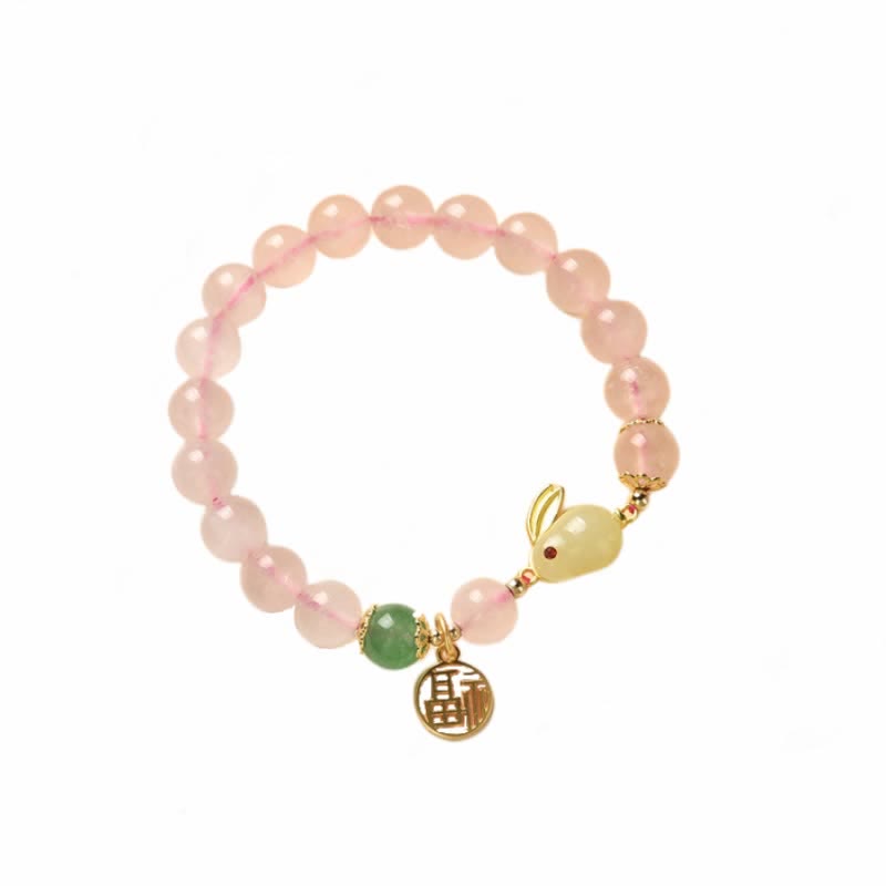 Bracelet d'amour en cristal rose Année du Lapin