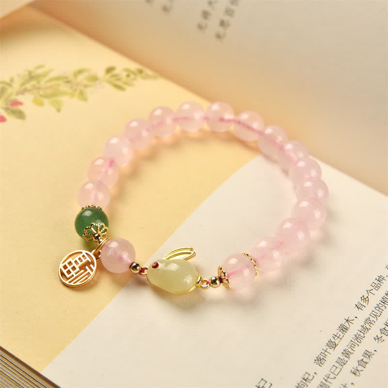 Bracelet d'amour en cristal rose Année du Lapin