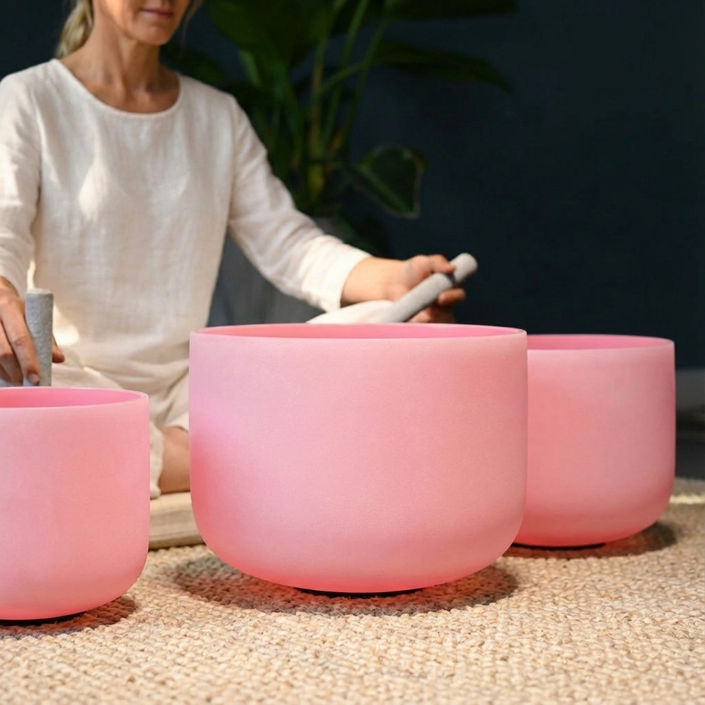 Ensemble de bols chantants en cristal de chakra coloré - 7 pièces 6-14"