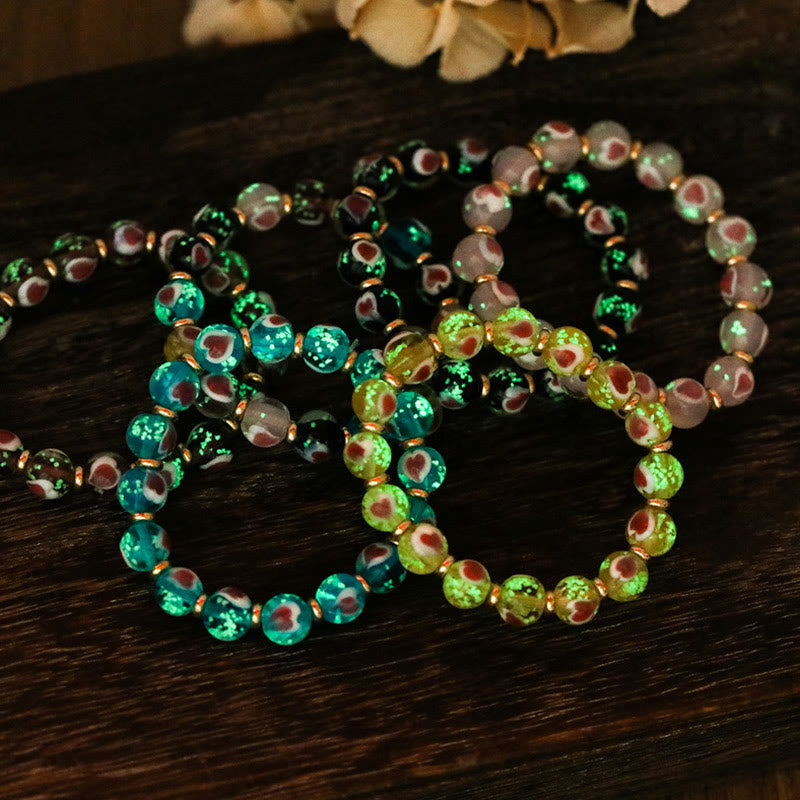 Bracelet spirituel en verre rose Liuli pour l'amour et la chance