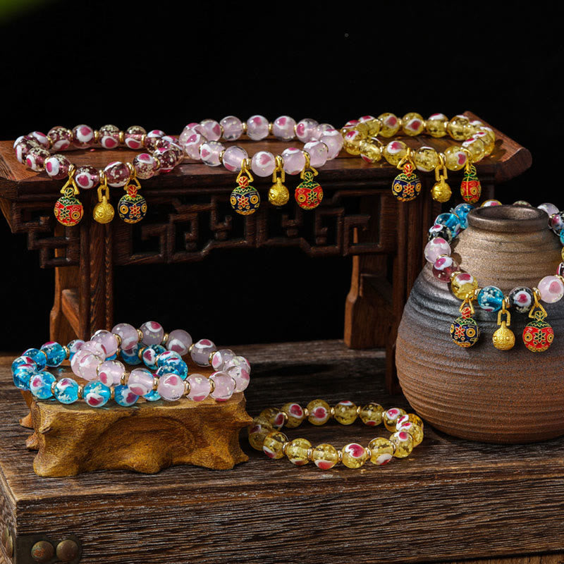Bracelet spirituel en verre rose Liuli pour l'amour et la chance