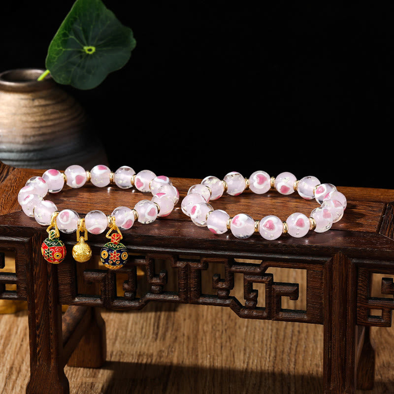 Bracelet spirituel en verre rose Liuli pour l'amour et la chance
