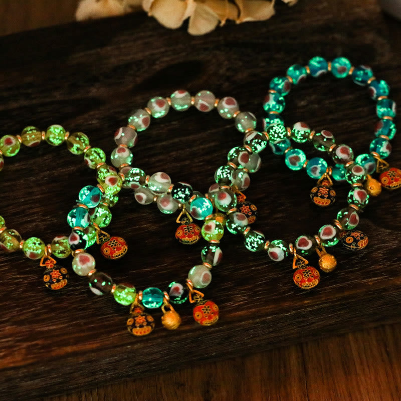Bracelet spirituel en verre rose Liuli pour l'amour et la chance