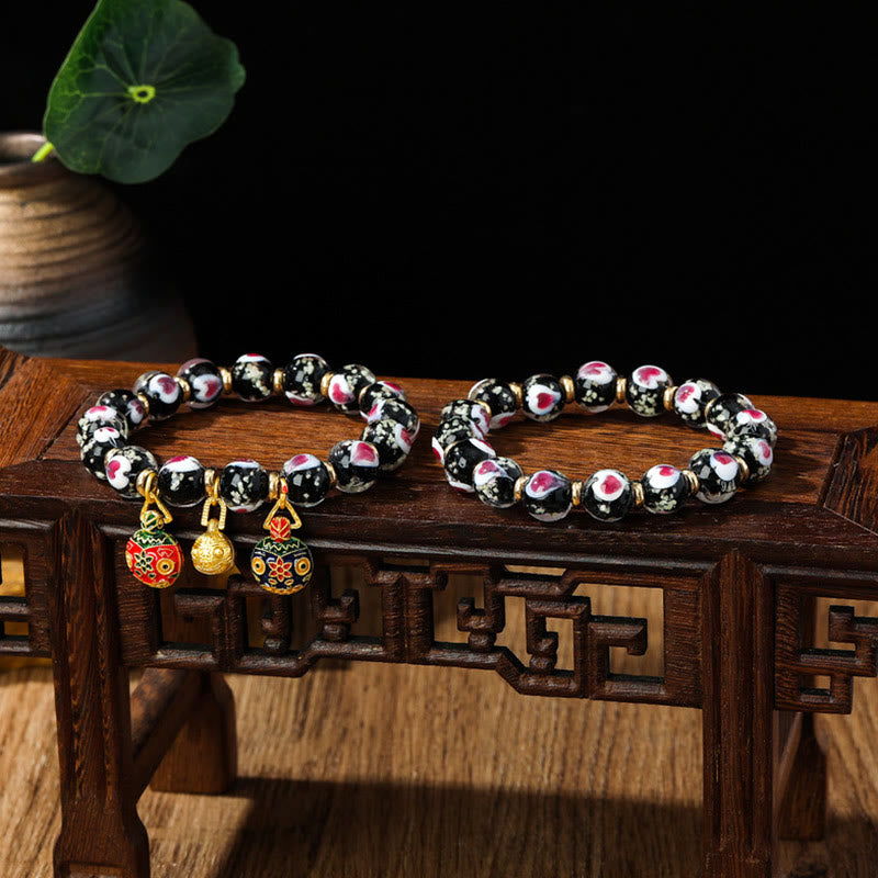 Bracelet spirituel en verre rose Liuli pour l'amour et la chance