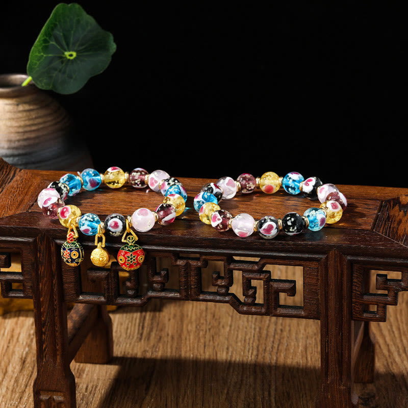 Bracelet spirituel en verre rose Liuli pour l'amour et la chance
