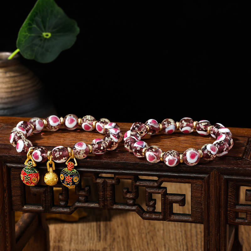 Bracelet spirituel en verre rose Liuli pour l'amour et la chance