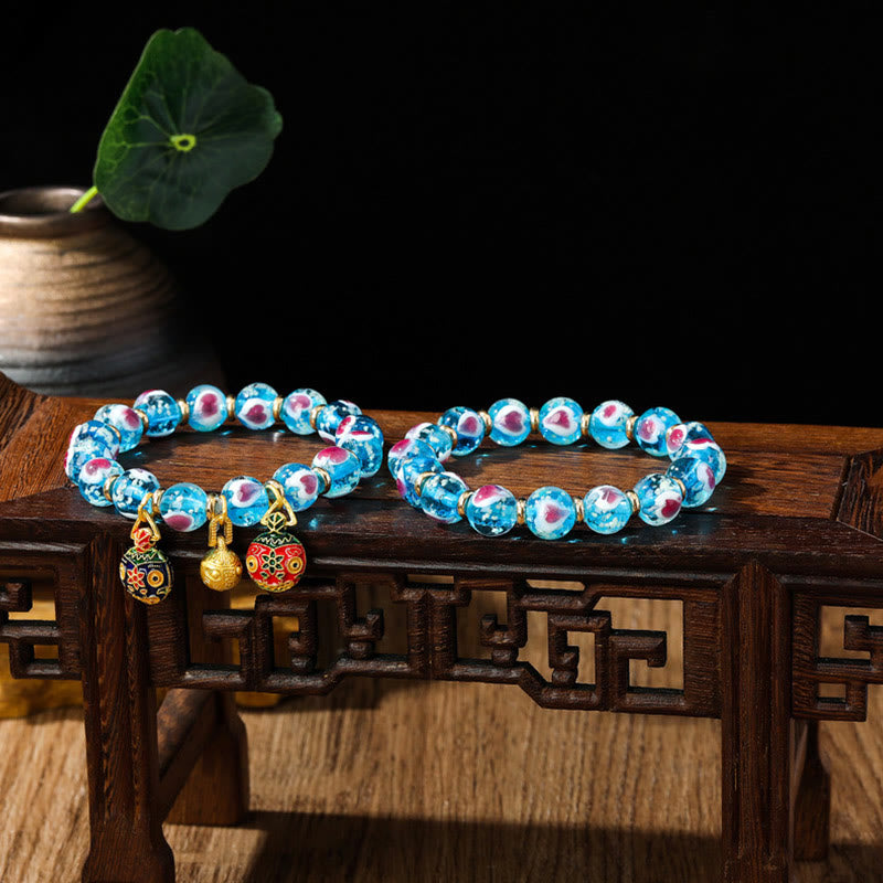 Bracelet spirituel en verre rose Liuli pour l'amour et la chance
